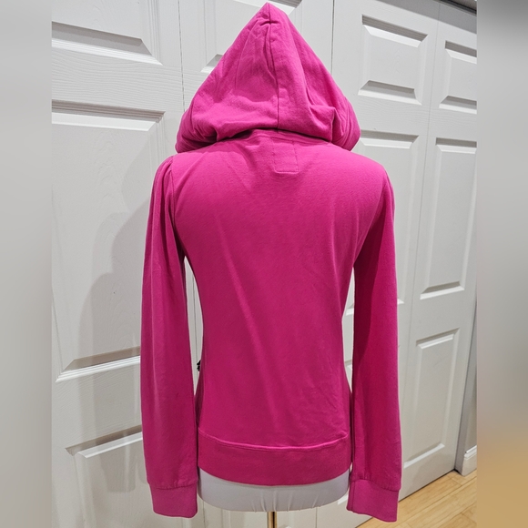 Rare Jessica Louise Pink Punk Patch Black White Striped Ear Zip Hoodie M - Picture 7 of 12